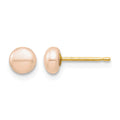 14k Madi K 4-5mm Pink Button Freshwater Cultured Pearl Stud Post Earrings