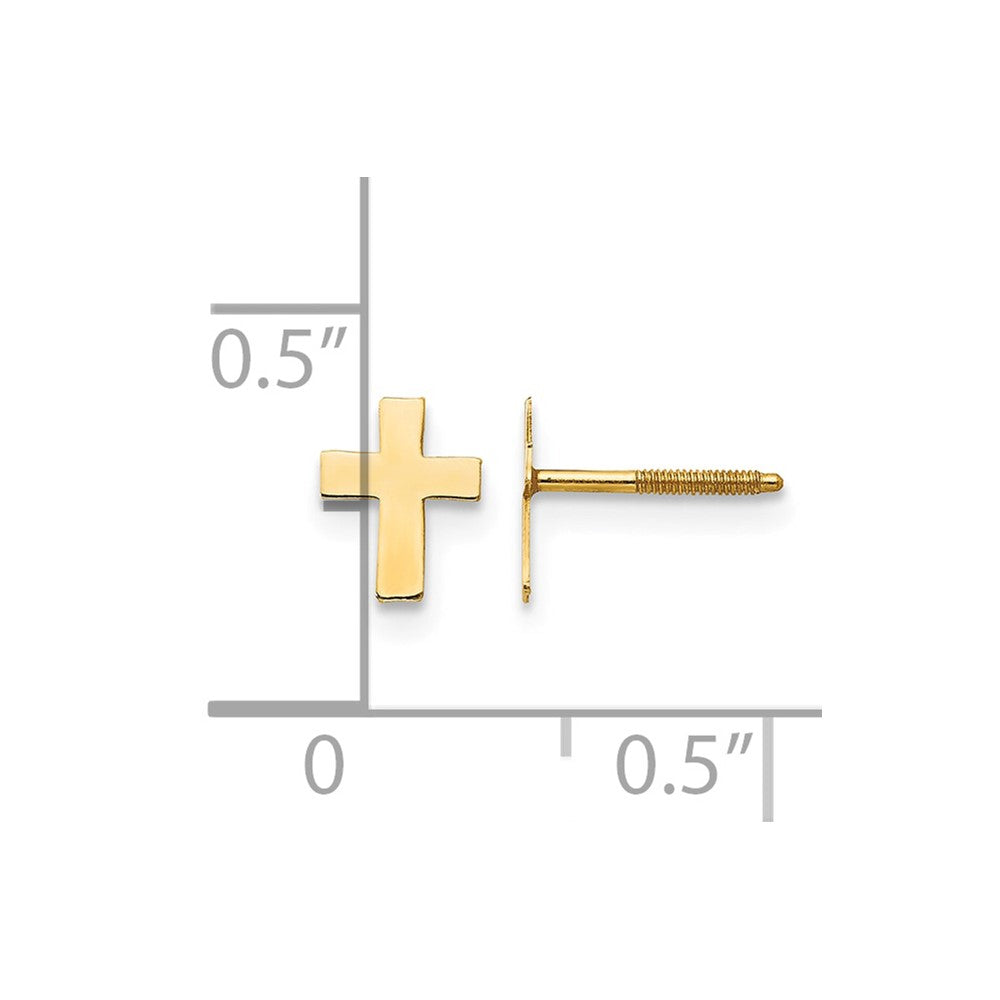 14k Madi K Polished Tiny Cross Silicone Back Earrings