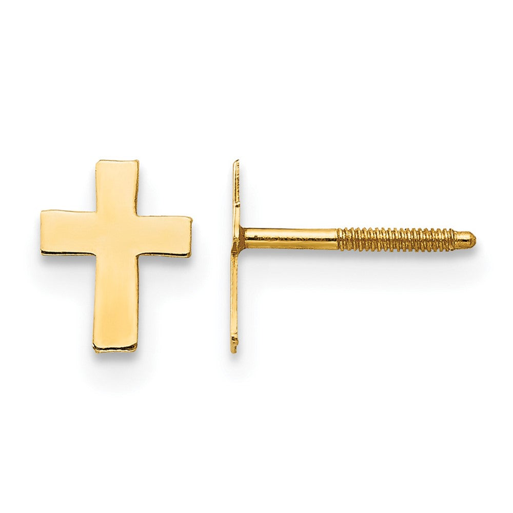 14k Madi K Polished Tiny Cross Silicone Back Earrings