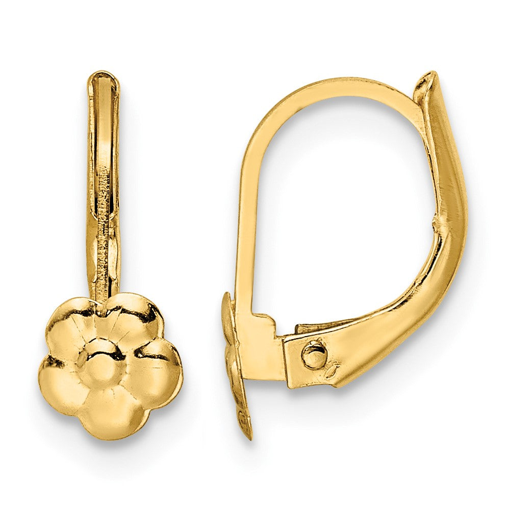 14K Madi K Polished Flower Leverback Earrings