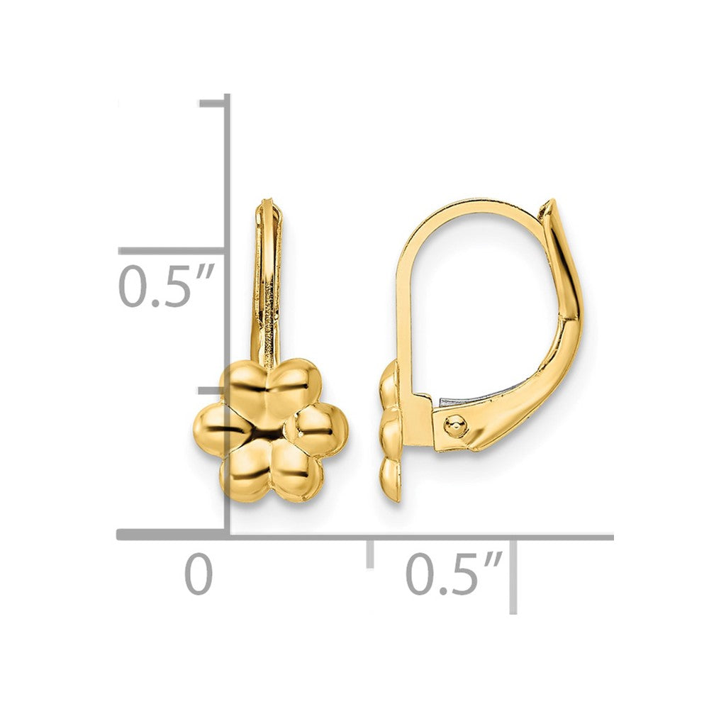 14K Madi K Polished Flower Leverback Earrings