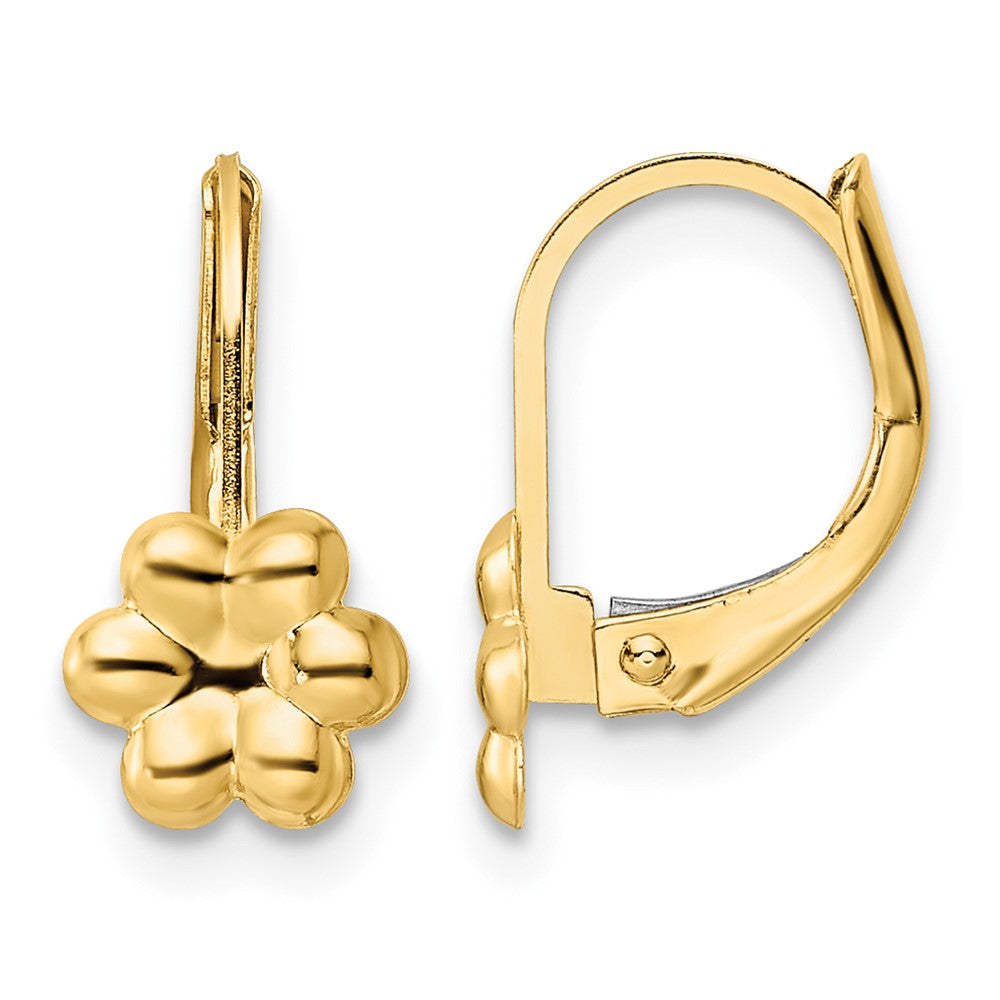 14K Madi K Polished Flower Leverback Earrings