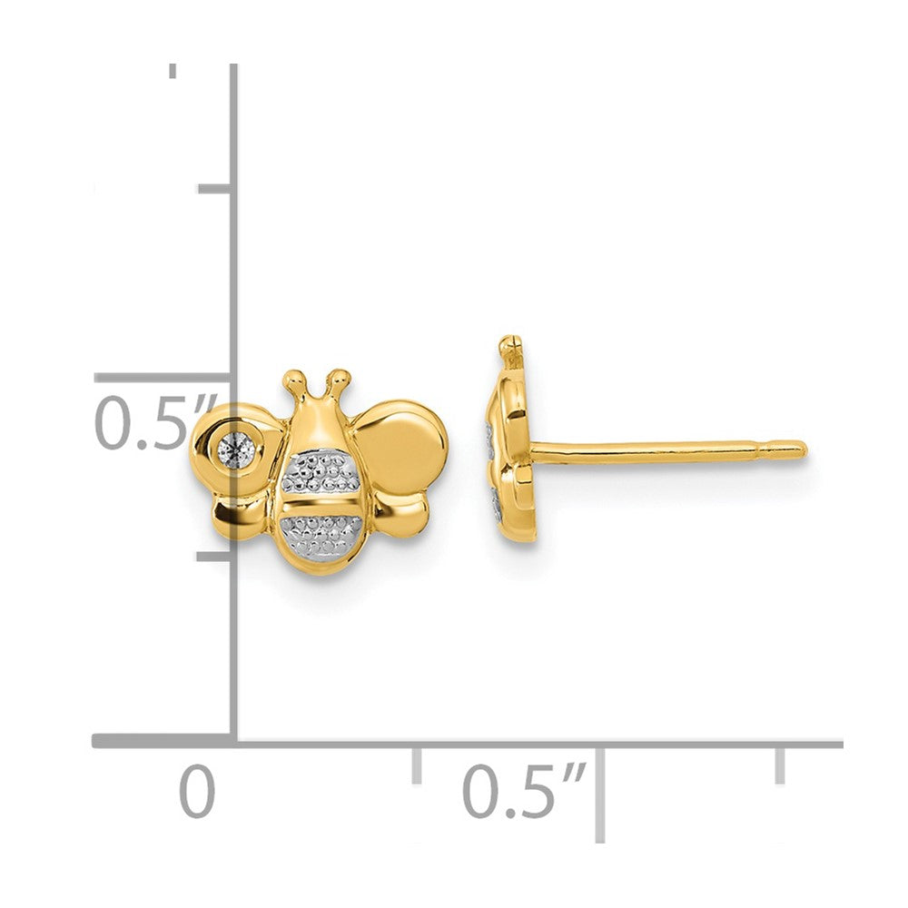 14K Madi K Polished White Rhodium CZ Bee Post Earrings