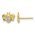 14K Madi K Polished White Rhodium CZ Bee Post Earrings