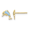 14k Madi K Polished Enameled Dolphin Post Earrings