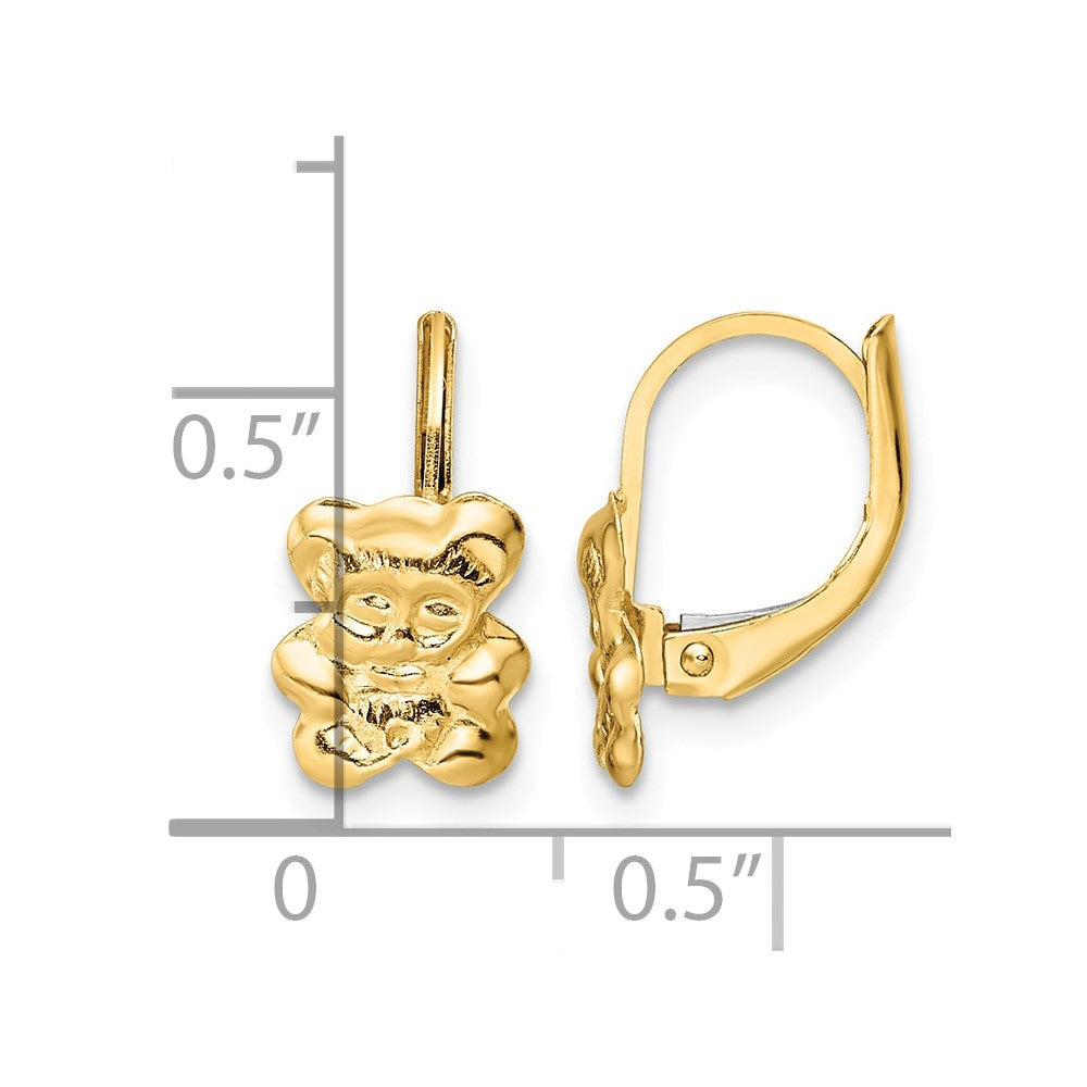 14K Madi K Polished Teddy Bear Leverback Earrings