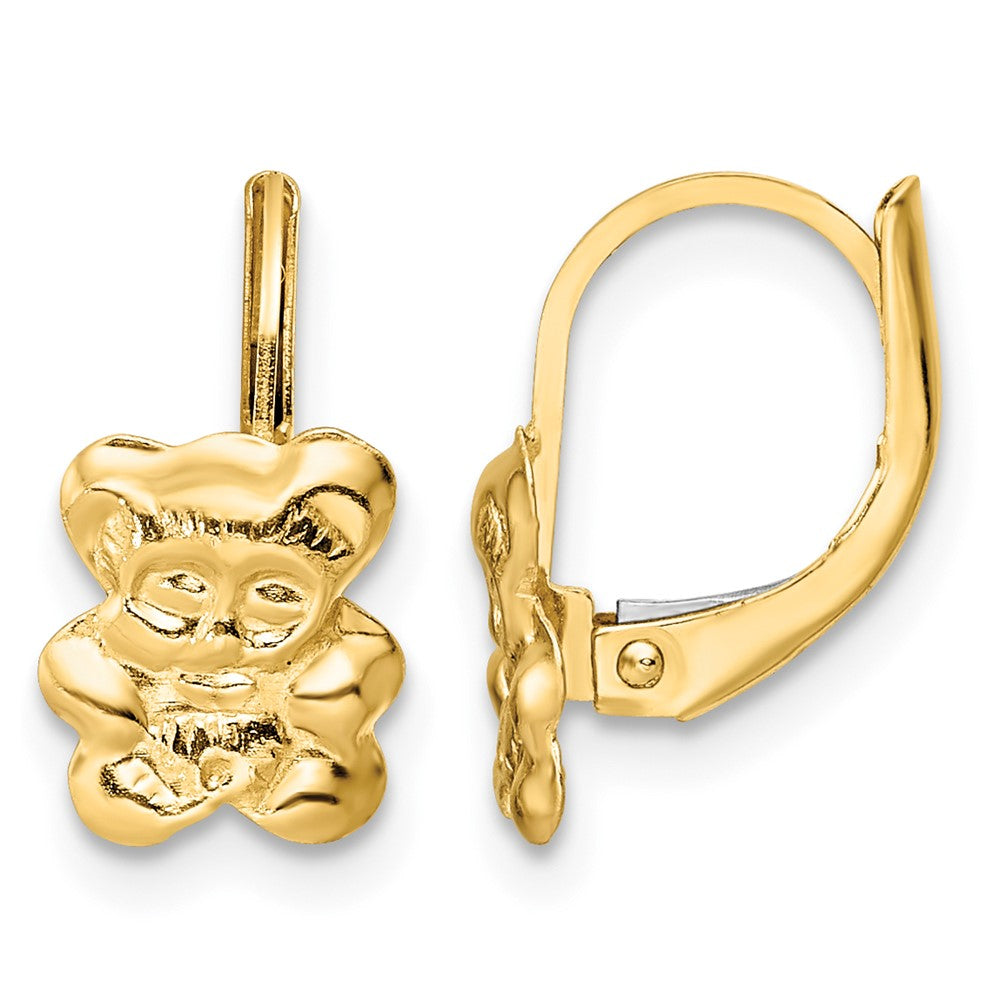 14K Madi K Polished Teddy Bear Leverback Earrings