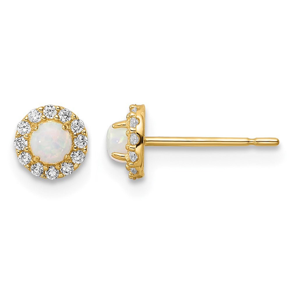 14k Madi K CZ And Created Opal Post Earrings