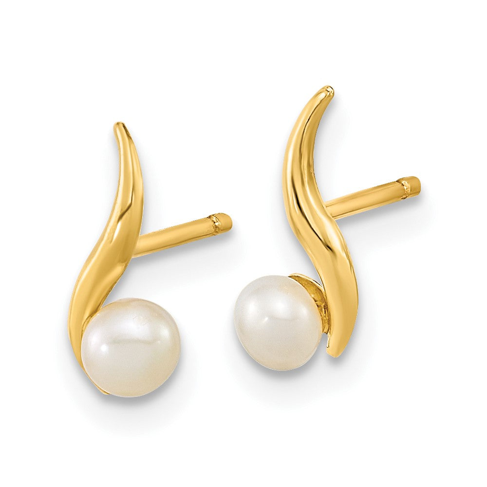 14K Madi K Polished 3.25mm Freshwater Cultured Pearl Post Earrings