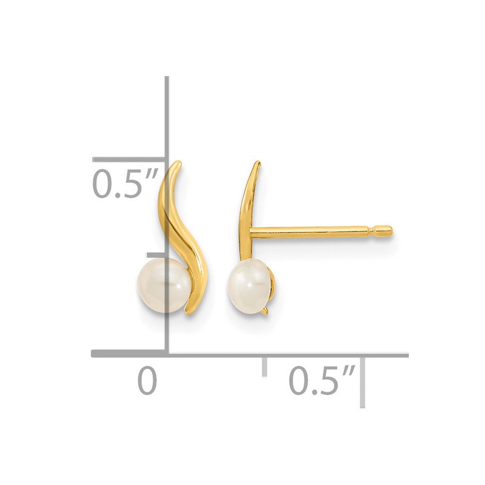 14K Madi K Polished 3.25mm Freshwater Cultured Pearl Post Earrings