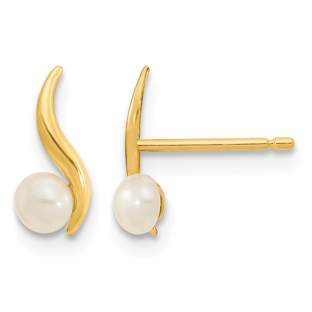 14K Madi K Polished 3.25mm Freshwater Cultured Pearl Post Earrings