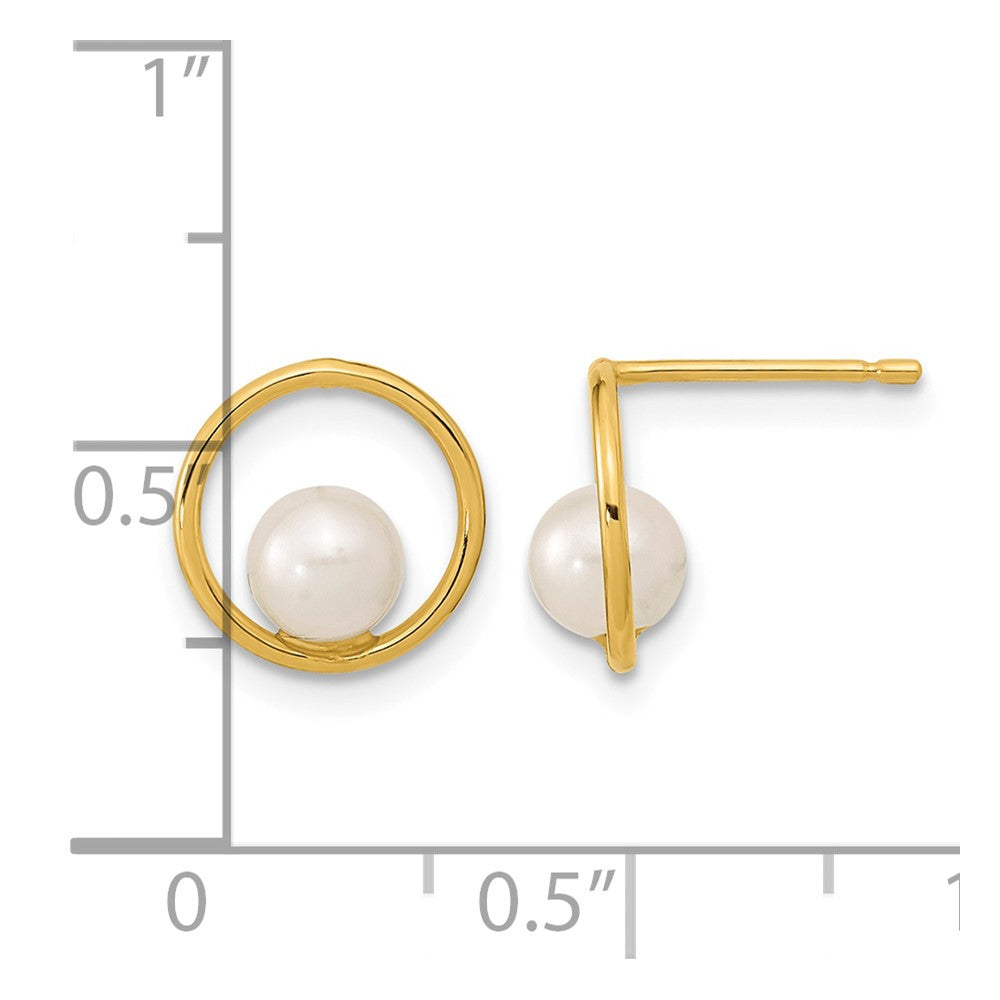 14K Madi K Open Circle 5mm Freshwater Cultured Pearl Post Earrings