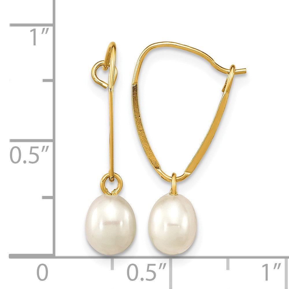 14k Madi K 6-7mm Rice White FWC Pearl Dangle Earrings