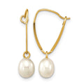 14k Madi K 6-7mm Rice White FWC Pearl Dangle Earrings