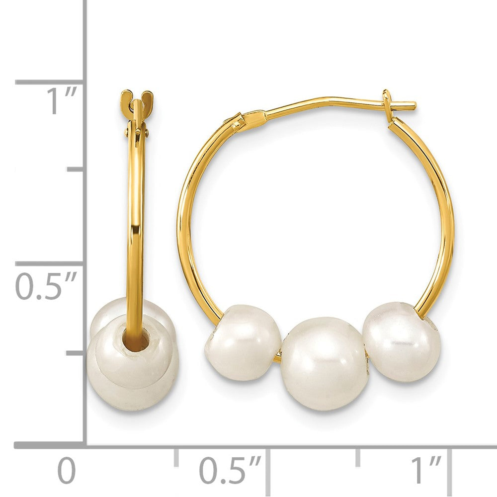 14K Madi K 5-7mm Round White FWC Pearl Hoop Earrings