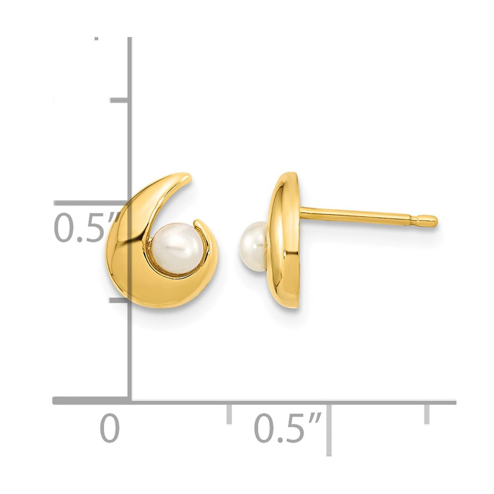 14K Madi K Polished 3.5mm Freshwater Cultured Pearl Post Earrings