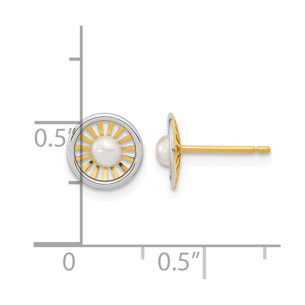 14K Two-tone Madi K 3-3.5mm Freshwater Cultured Pearl Post Earrings