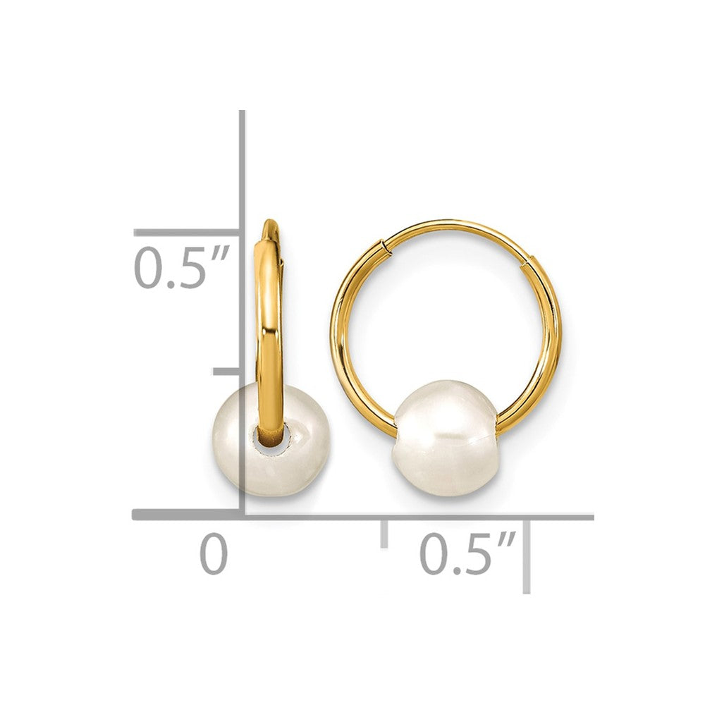 14K Madi K 5-6mm Round White FWC Pearl Hoop Earrings