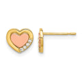 14k Madi K Two-tone Polished CZ Heart Post Earrings