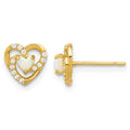 14k Madi K Polished Created Opal and CZ Heart Post Earrings