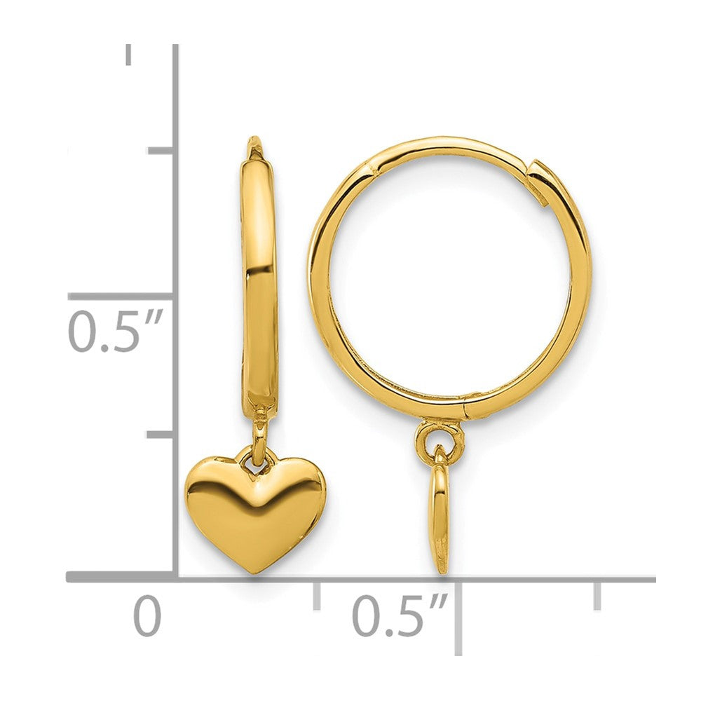 14k Madi K Polished Heart Dangle Huggie Hoop Earrings