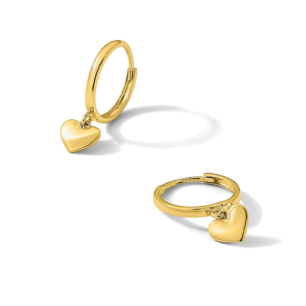 14k Madi K Polished Heart Dangle Huggie Hoop Earrings