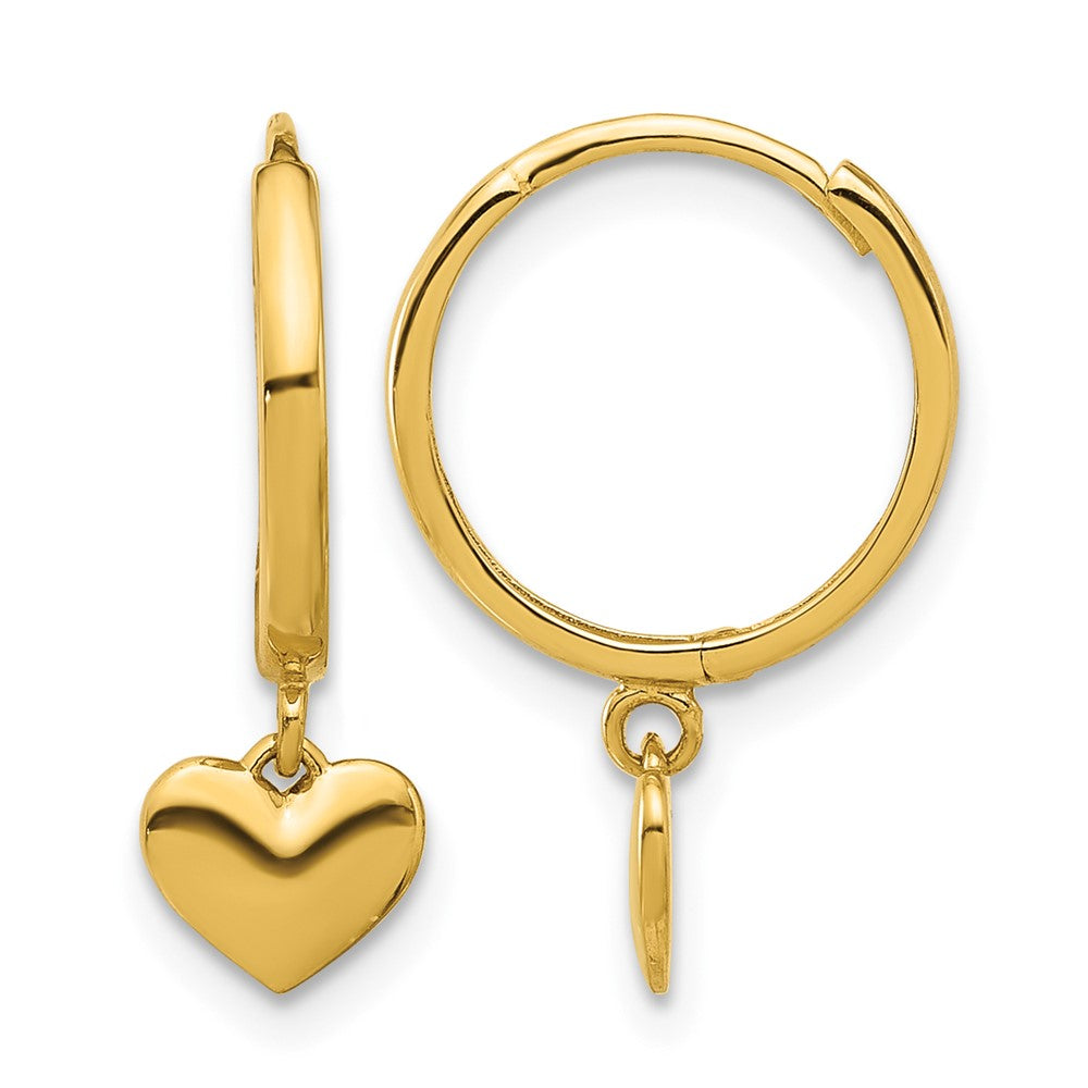 14k Madi K Polished Heart Dangle Huggie Hoop Earrings