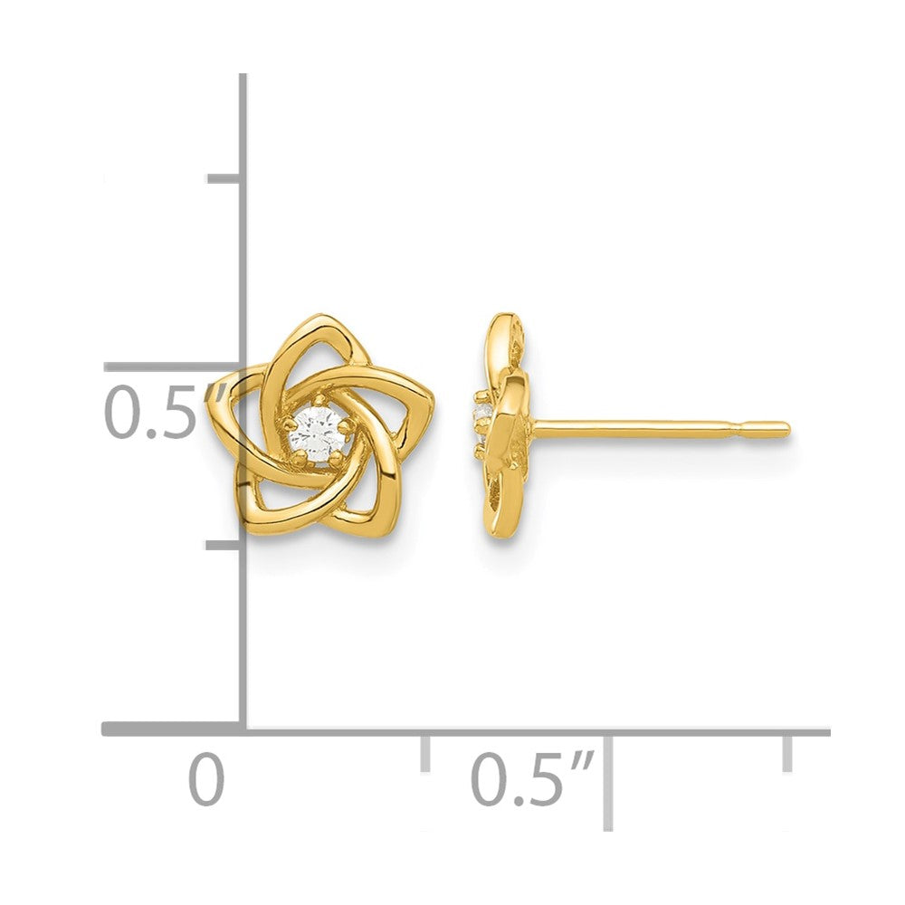 14k Madi K Polished CZ Flower Post Earrings