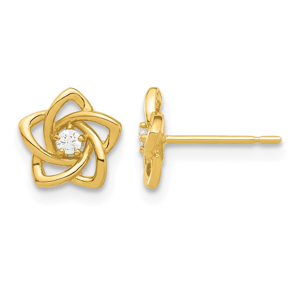 14k Madi K Polished CZ Flower Post Earrings