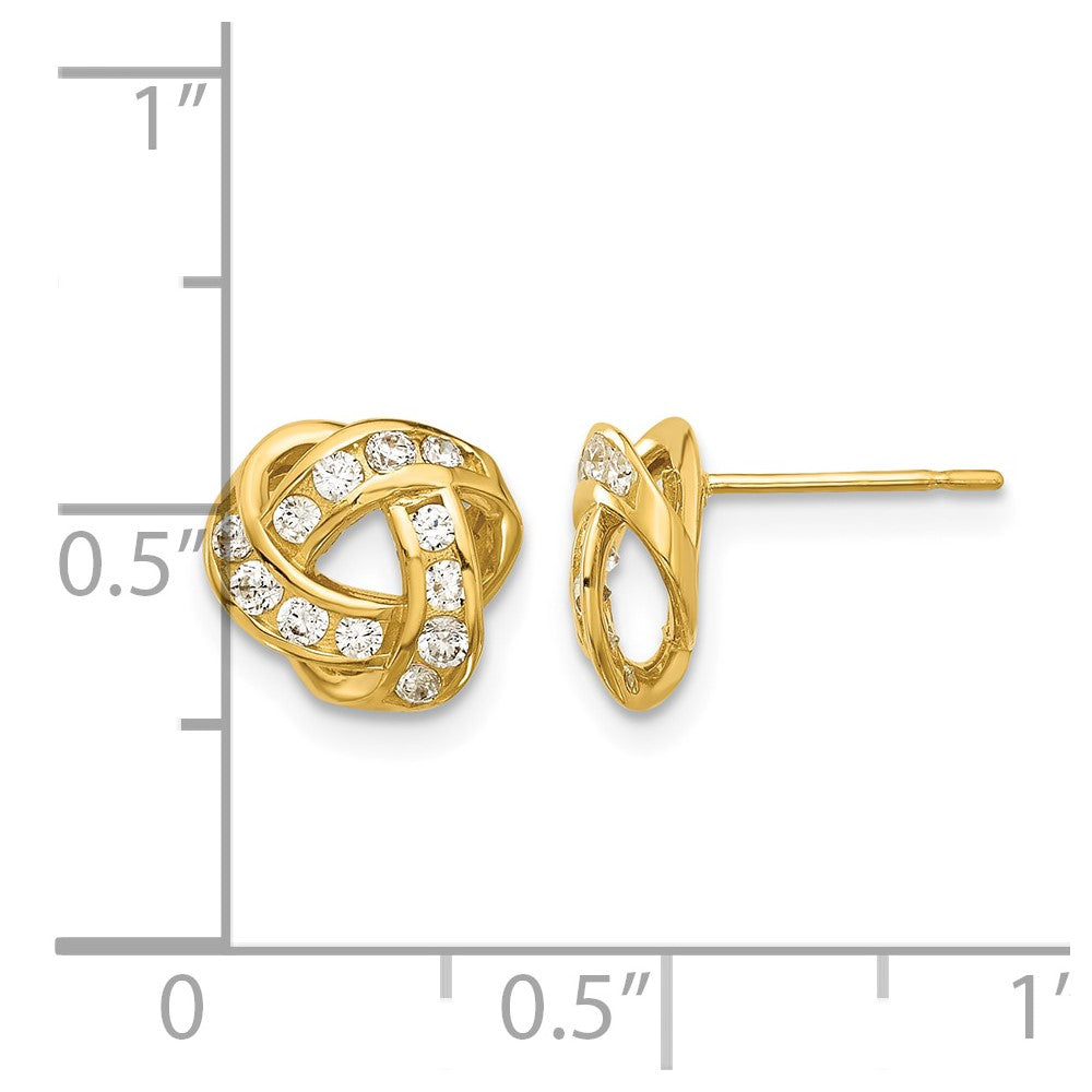 14k Madi K Polished CZ Love Knot Post Earrings