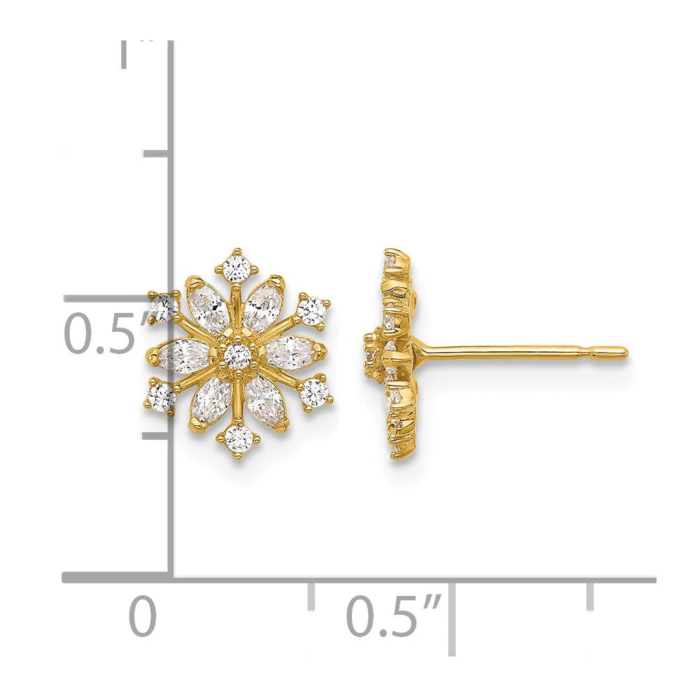 14k Madi K Polished CZ Snowflake Post Earrings