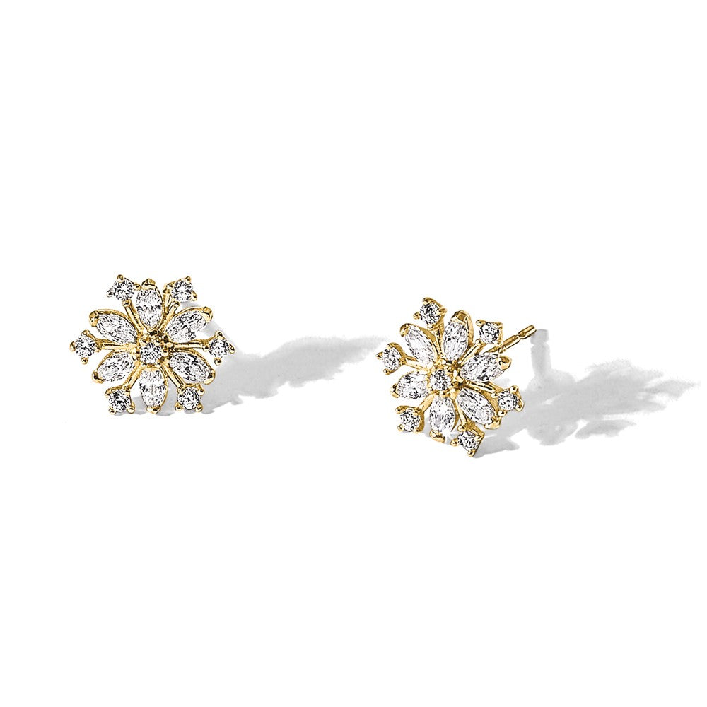 14k Madi K Polished CZ Snowflake Post Earrings