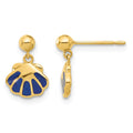 14k Madi K Polished Blue Enameled Shell Post Dangle Earrings