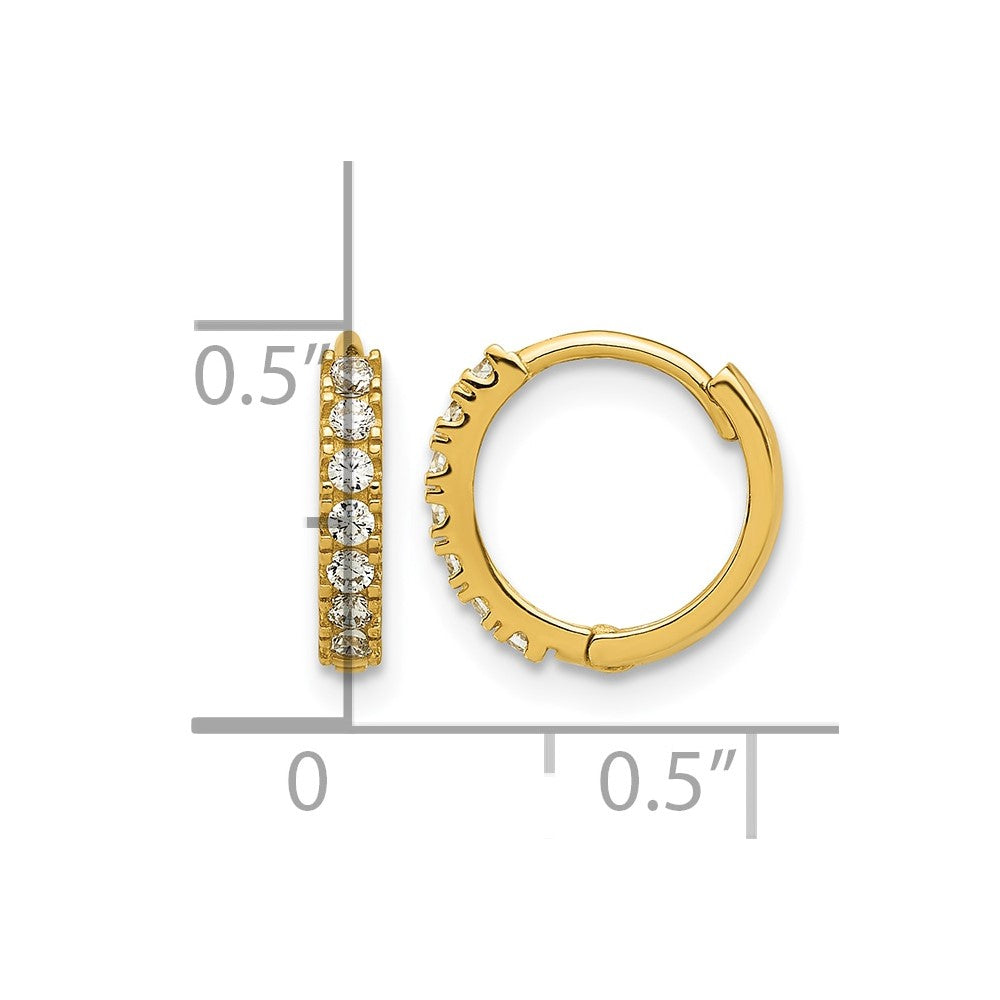 14k Madi K Polished CZ 2mm Hinged Huggie Hoop Earrings