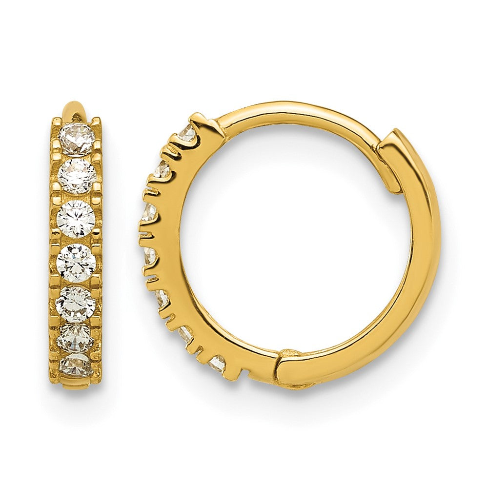 14k Madi K Polished CZ 2mm Hinged Huggie Hoop Earrings