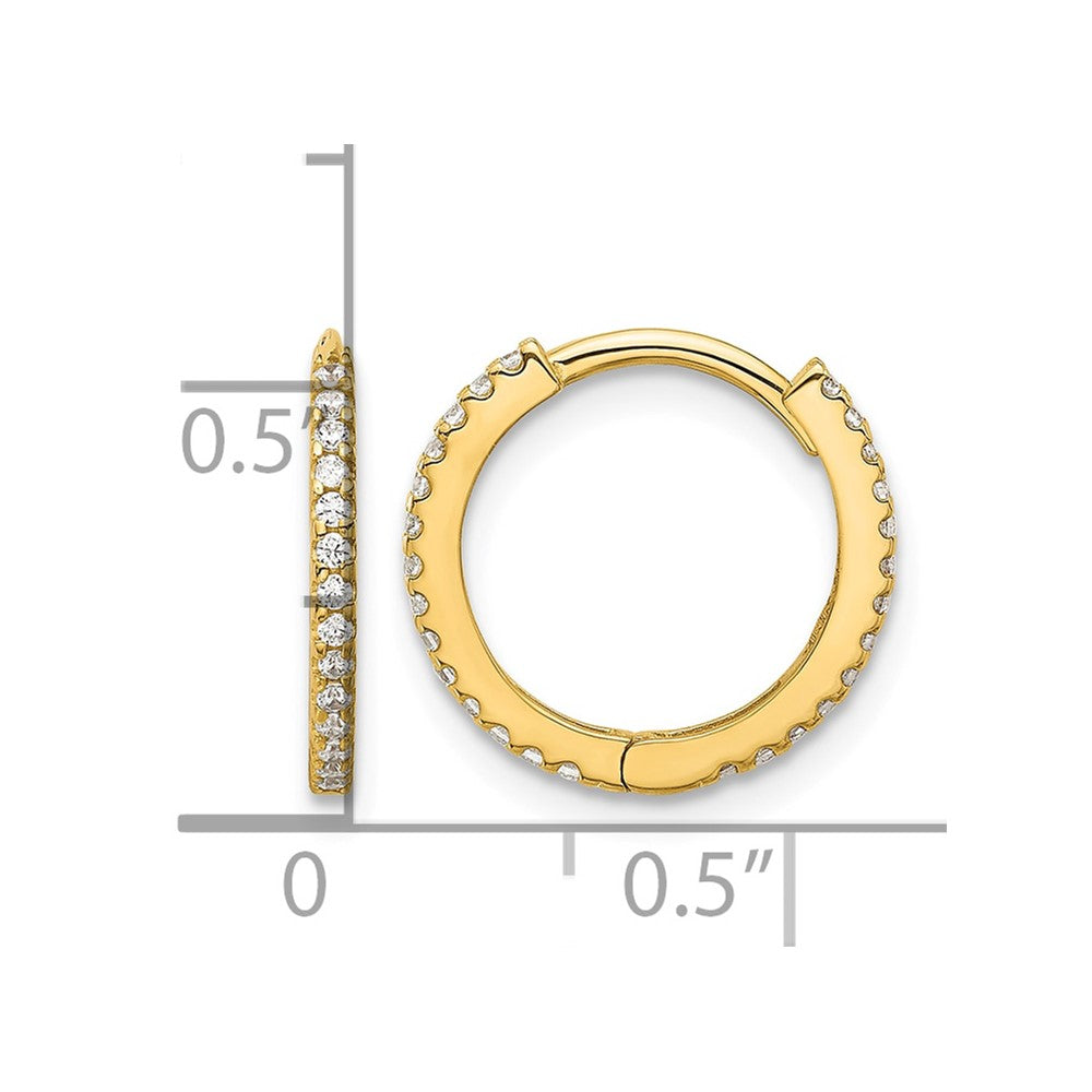14k Madi K Polished CZ 1.25mm Hinged Huggie Hoop Earrings