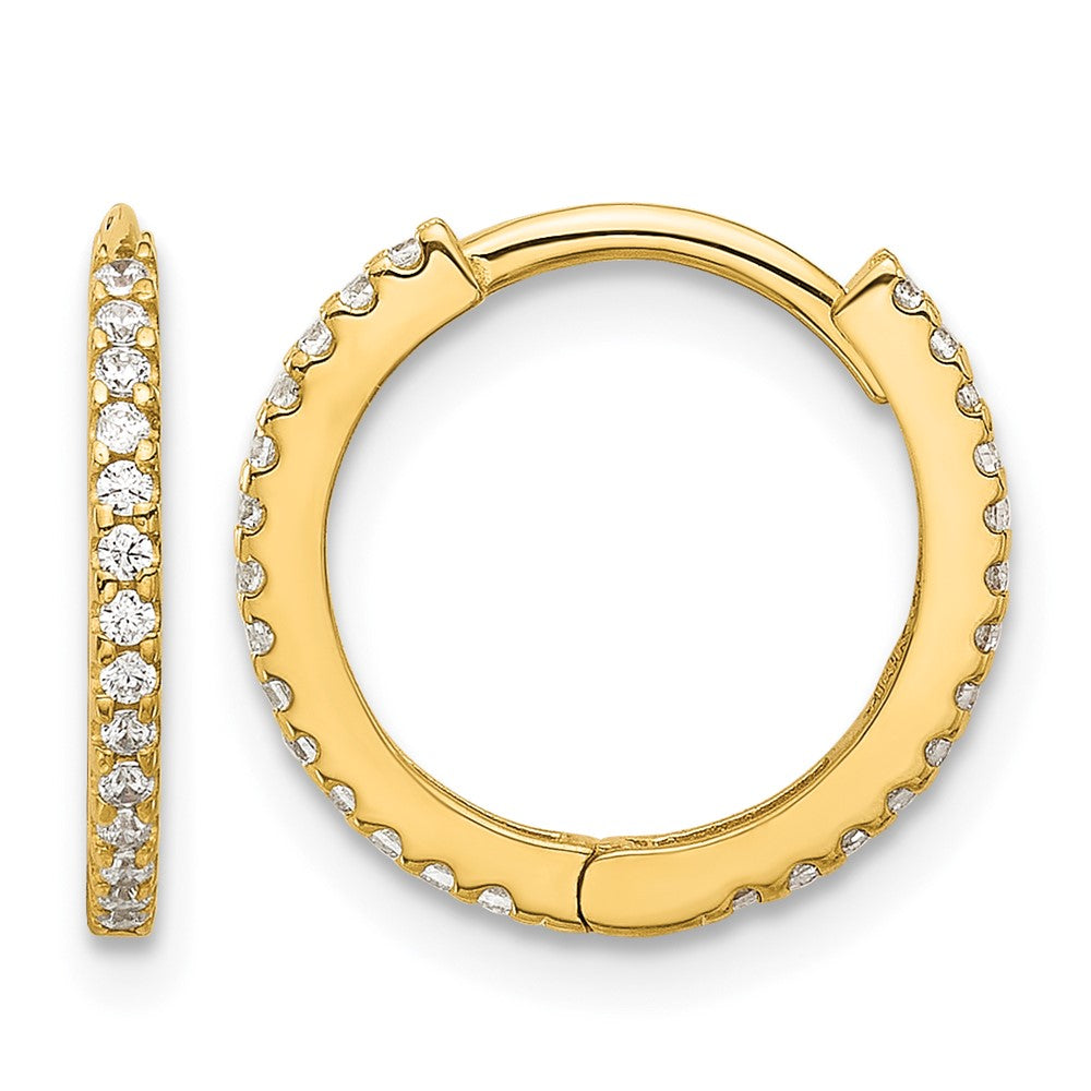 14k Madi K Polished CZ 1.25mm Hinged Huggie Hoop Earrings
