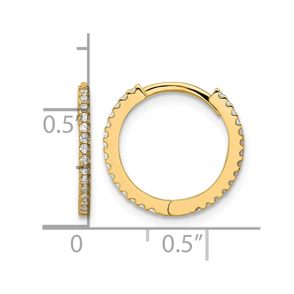 14k Madi K Polished CZ 1.25mm Hinged Huggie Hoop Earrings