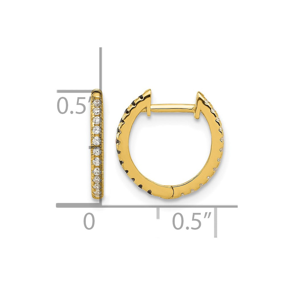 14k Madi K Black and White CZ Reversible Hinged Huggie Hoop Earrings