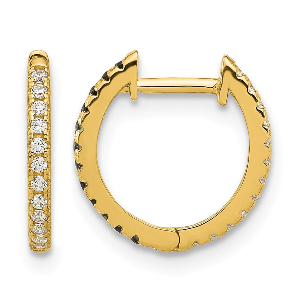 14k Madi K Black and White CZ Reversible Hinged Huggie Hoop Earrings