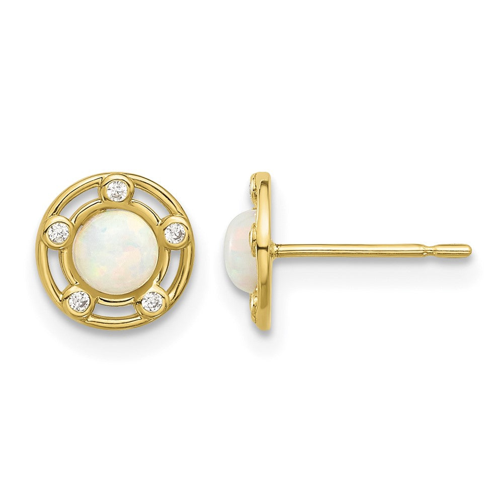14k Madi K Polished Created Opal and CZ Post Earrings