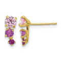 14k Madi K Polished Pink and Red CZ Post Earrings