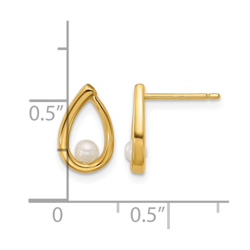 14K Polished Freshwater Pearl Teardrop Post Earrings