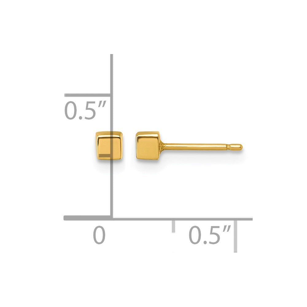 14K Polished 3mm Cube Post Earrings