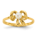 14k Madi K 3-4mm White Button Freshwater Cultured Pearl Bow Children's Ring
