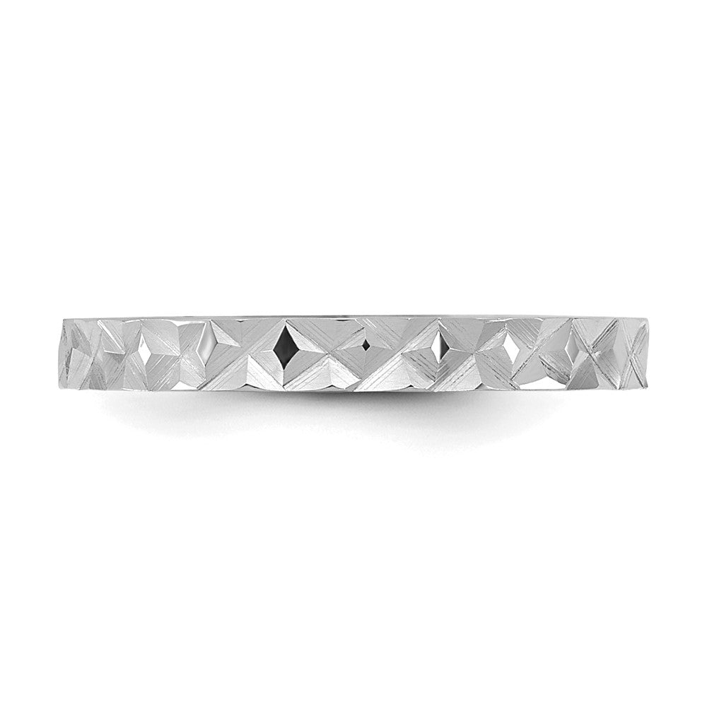 14K White Gold Madi K Diamond-cut Design 2mm Band Baby / Children's Ring