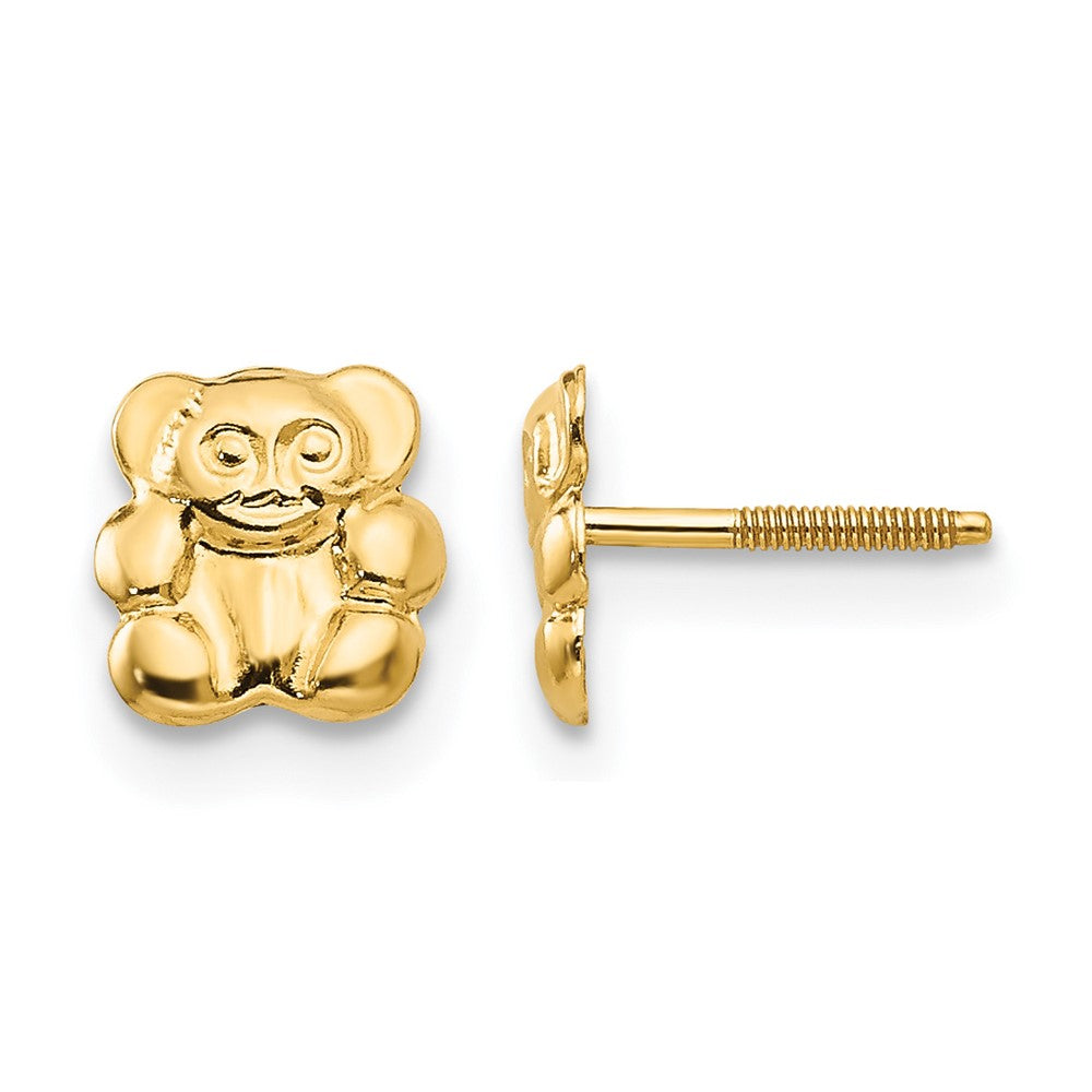 14k Madi K Polished Teddy Bear Screwback Earrings