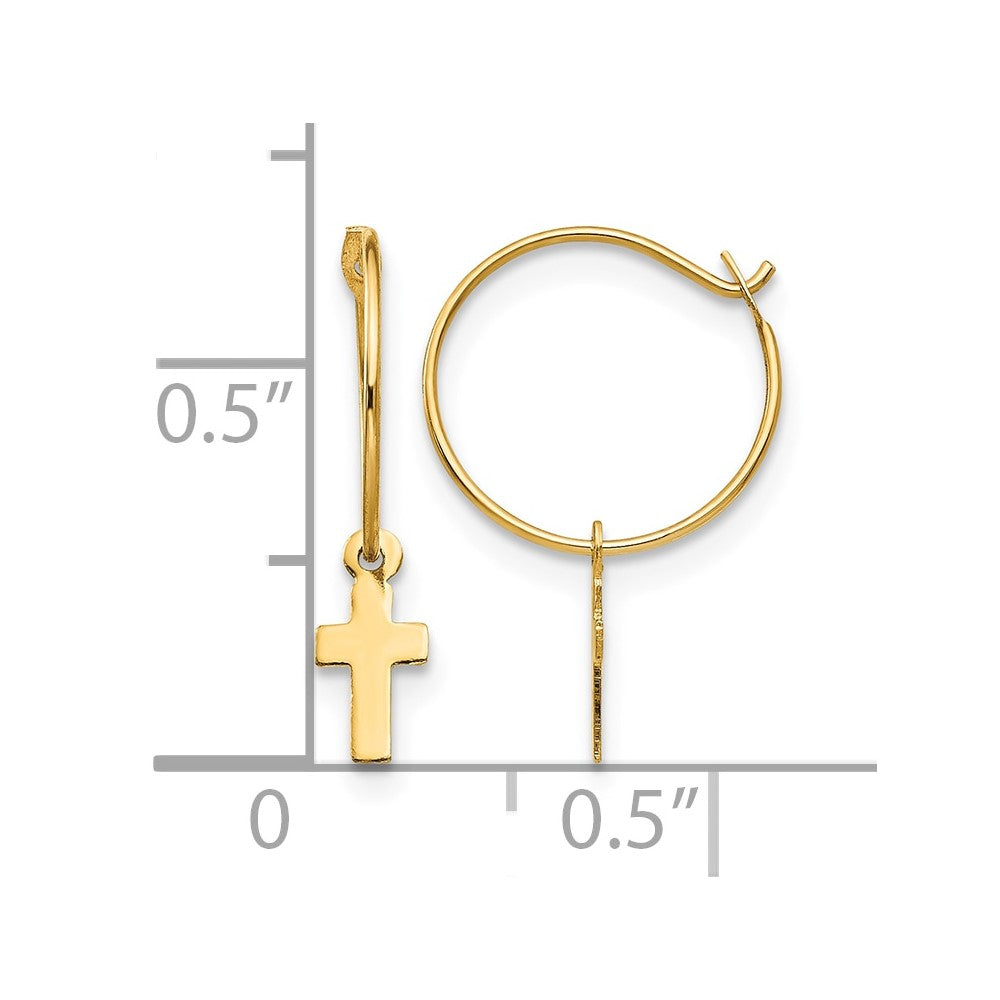 14k Madi K Endless Hoop w/Small Cross Earrings