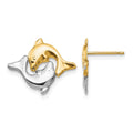 14k Madi K w/Rhodium Dolphin Post Earrings