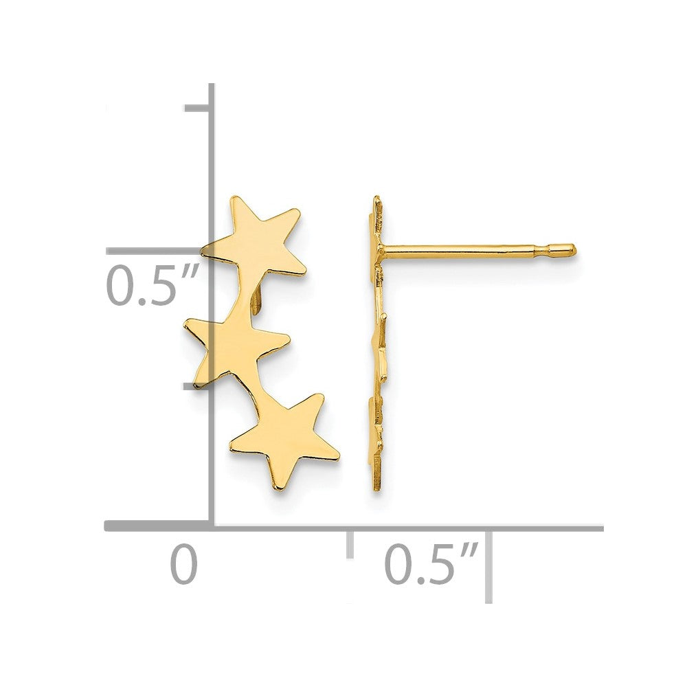 14k Madi K Polished 3-Star Post Earrings